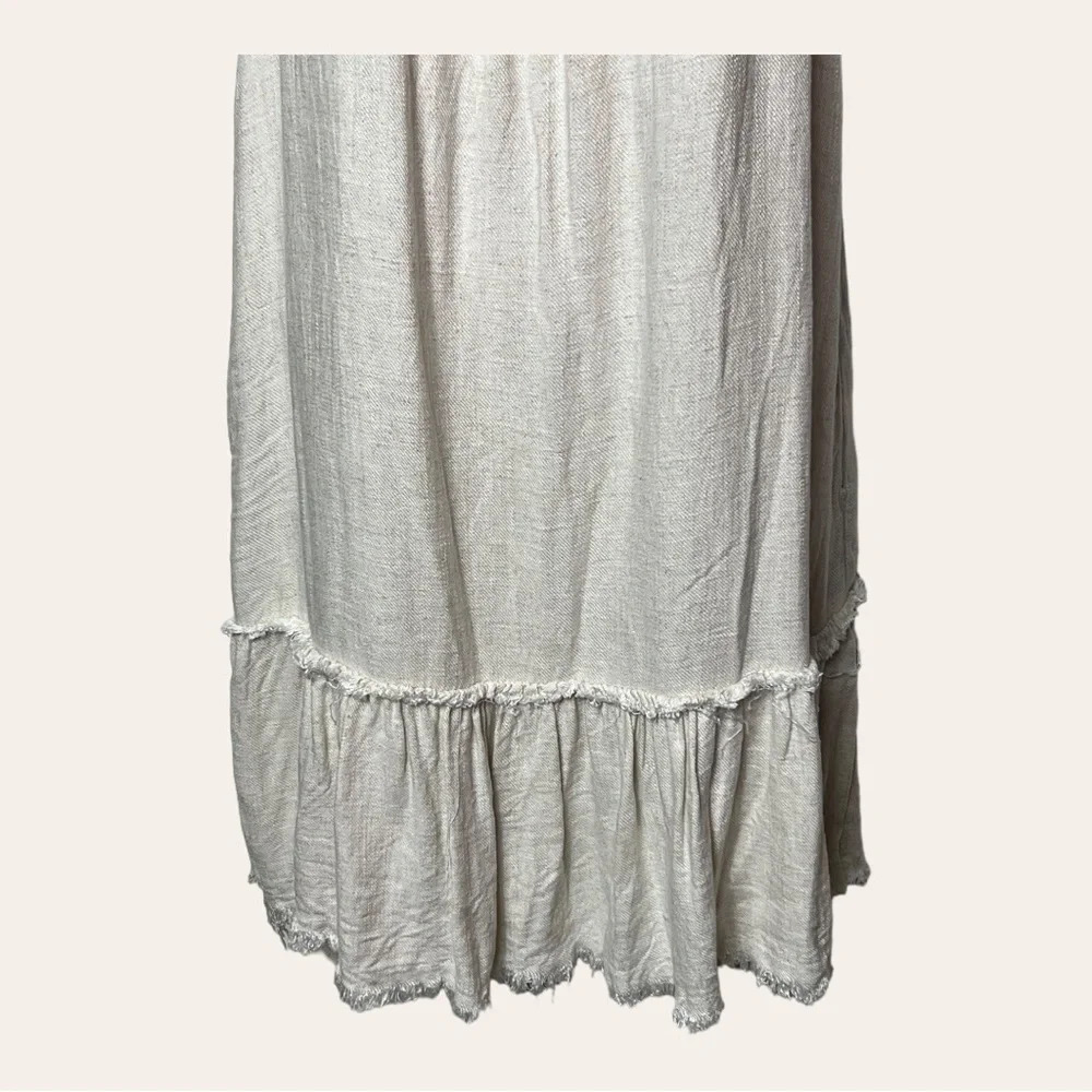 0089. Umgee OFF SHOULDER BOHO MINI DRESS BEIGE IN COLOR SIZE SMALL FRAYED - Picture 4 of 9